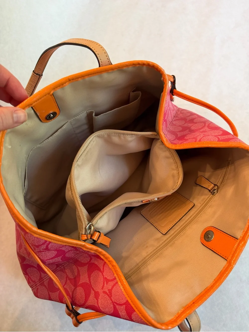 Coach Signature Stripe Drawstring Carryall Tote